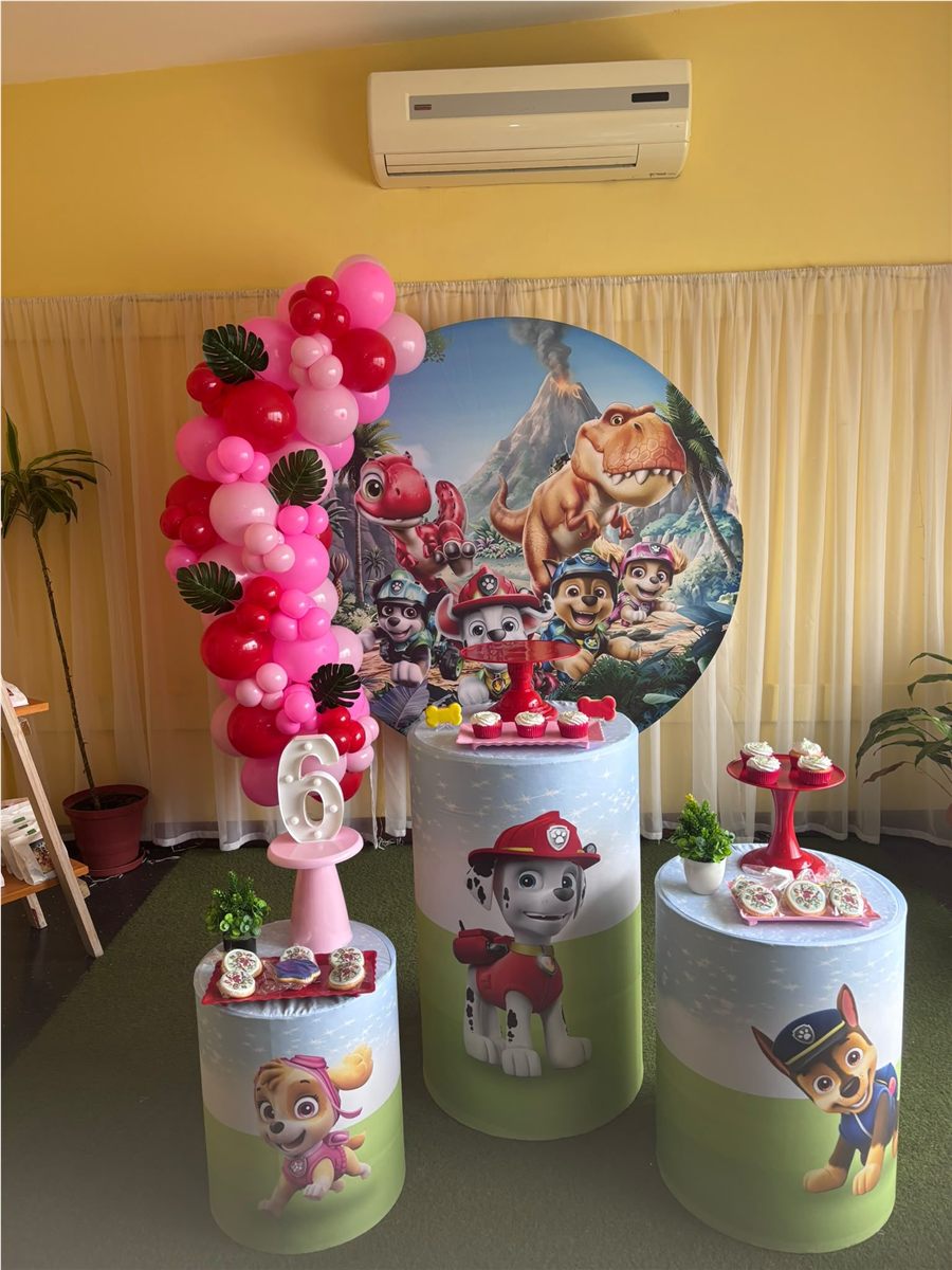 Paw Patrol y dinosaurios, decoraciones realizadas